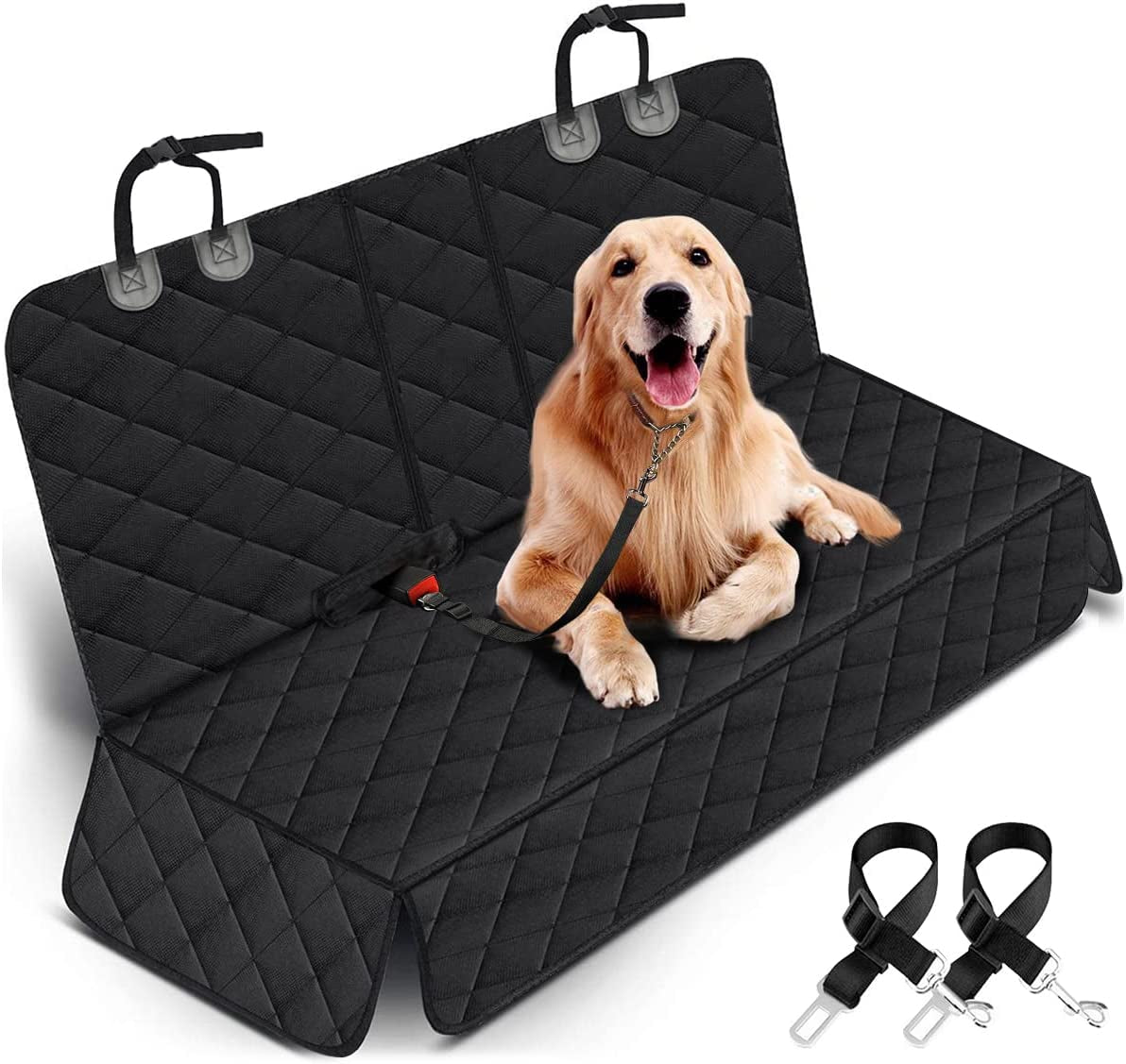 Premium Waterproof Dog Car Seat Cover - Durable Back Seat Protector for Cars, SUVs & Trucks (53" Width) - Fits Middle Armrest - Black