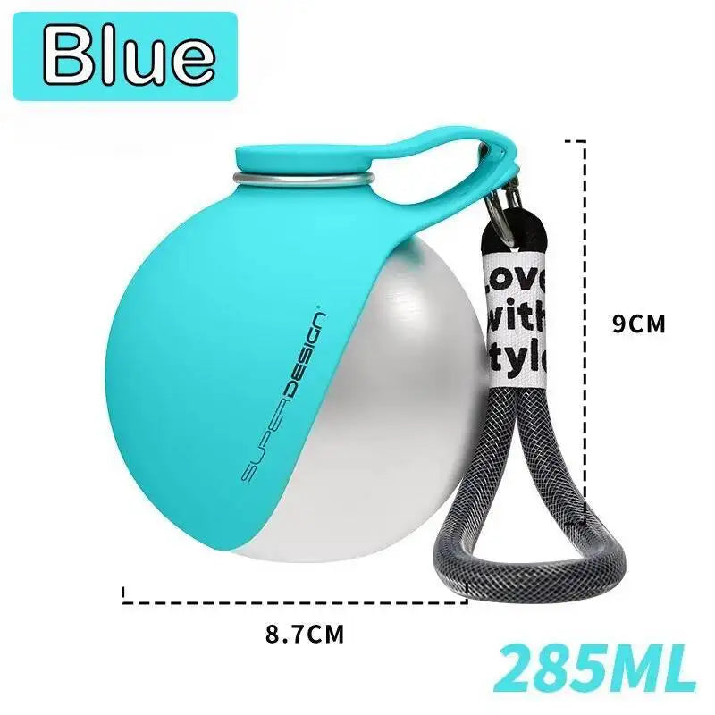 Portable 2-in-1 Dog Water Bottle for Small Breeds - Leak-Proof and Compact Stainless Steel Design with Silicone Components