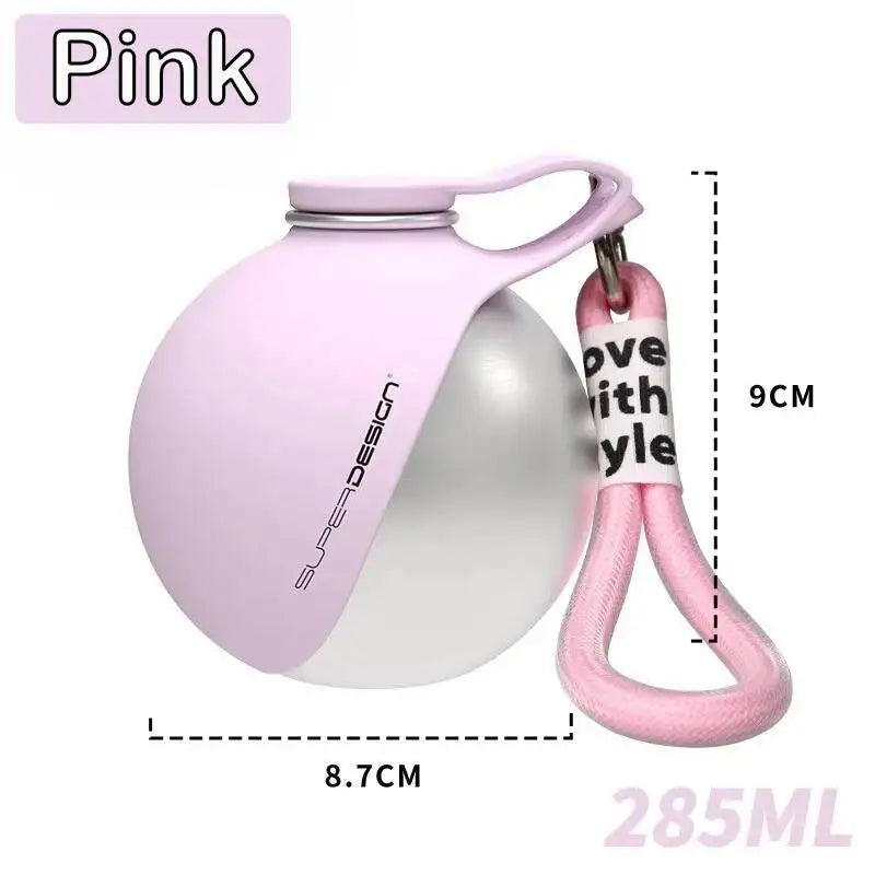 Portable 2-in-1 Dog Water Bottle for Small Breeds - Leak-Proof and Compact Stainless Steel Design with Silicone Components