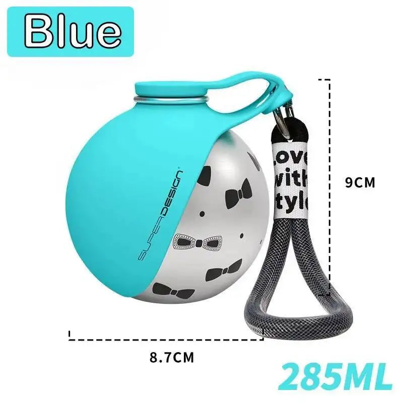 Portable 2-in-1 Dog Water Bottle for Small Breeds - Leak-Proof and Compact Stainless Steel Design with Silicone Components