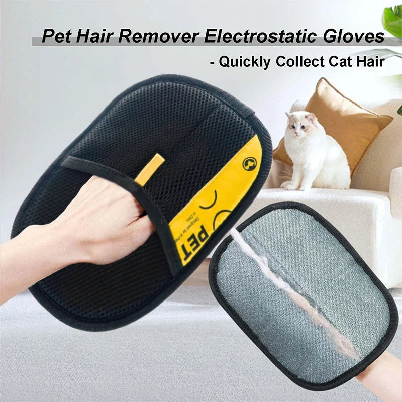 Revolutionary Pet Hair Remover Gloves - Effortless Grooming for Cats and Dogs with 2-in-1 Lint Roller Brush - Eco-Friendly and Reusable!