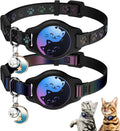Breakaway Cat Collar with Apple AirTag Holder - 2 Pack Reflective Waterproof Design with Bell, Adjustable 8-12 Inches for Lightweight Comfort and Easy Tracking