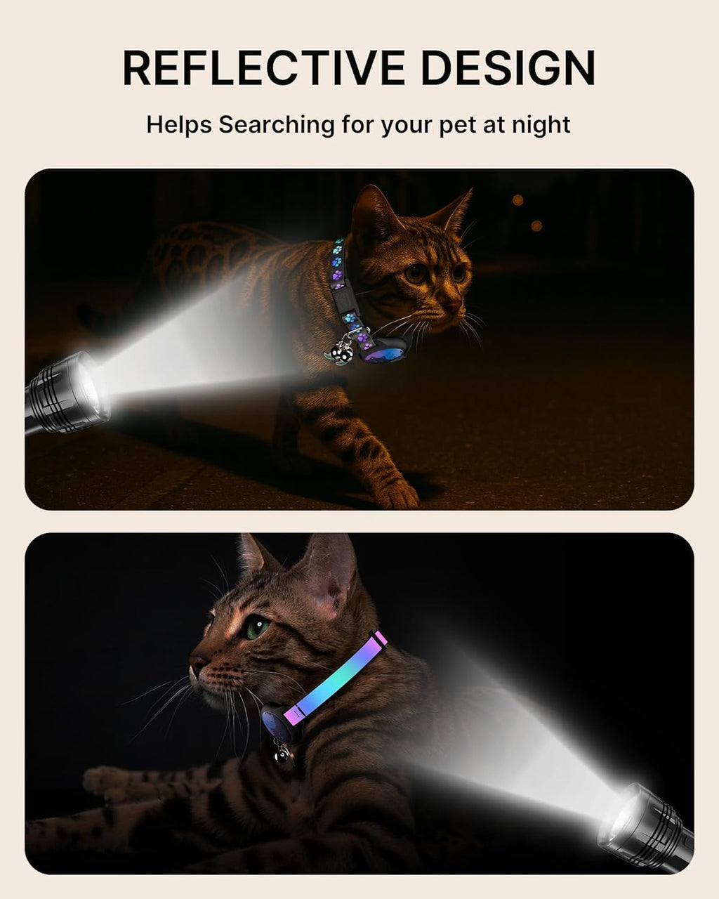 Breakaway Cat Collar with Apple AirTag Holder - 2 Pack Reflective Waterproof Design with Bell, Adjustable 8-12 Inches for Lightweight Comfort and Easy Tracking